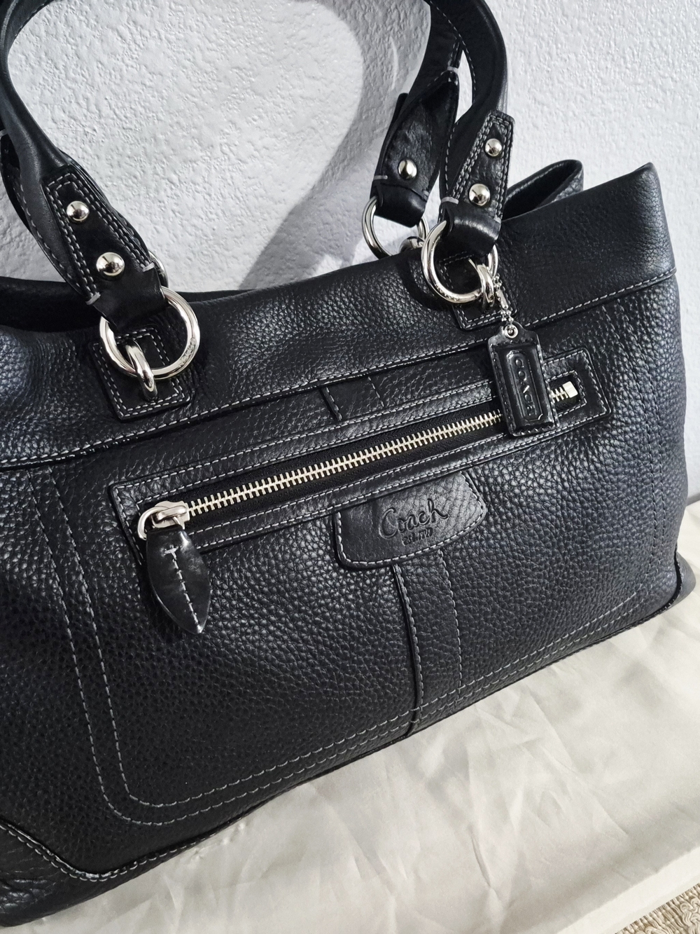 COACH Penelope Black Pebbled Leather Satchel Shoulder Bag Y2k